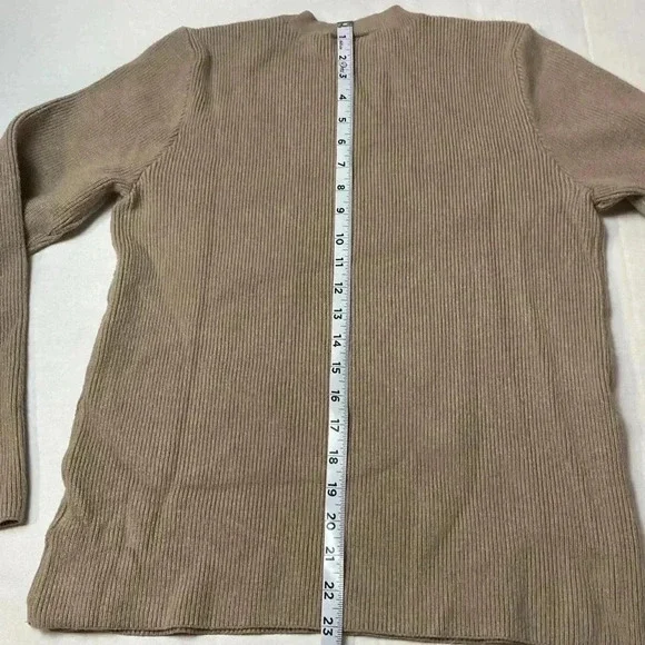 FIGS Loungewear Long Sleeve Ribbed Knit Pullover Sweater Latte Beige Size Medium - Picture 9 of 12
